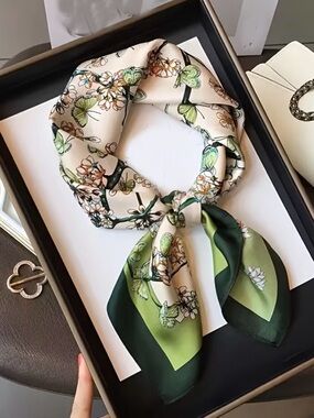 Floral Green  Neck Scarf - Women's Accessory